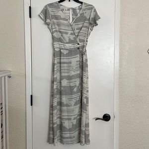 Black & White Faux Wrap Maxi Dress